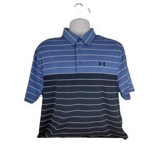 Under Armour Golf Heat Gear Short Sleeve Loose Fit Polo Shirt Mens Blue Navy L